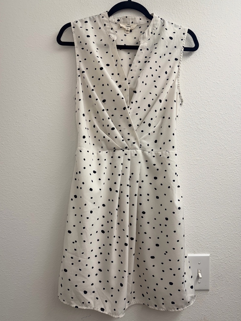 entro Retro Inspired v neck white Black Polka Dot Faux Wrap Dress size medium